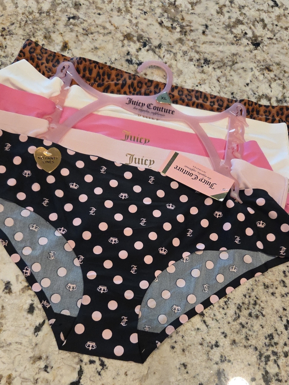 Juicy Couture Black and Pink Womens 5 Pack Underwear Set